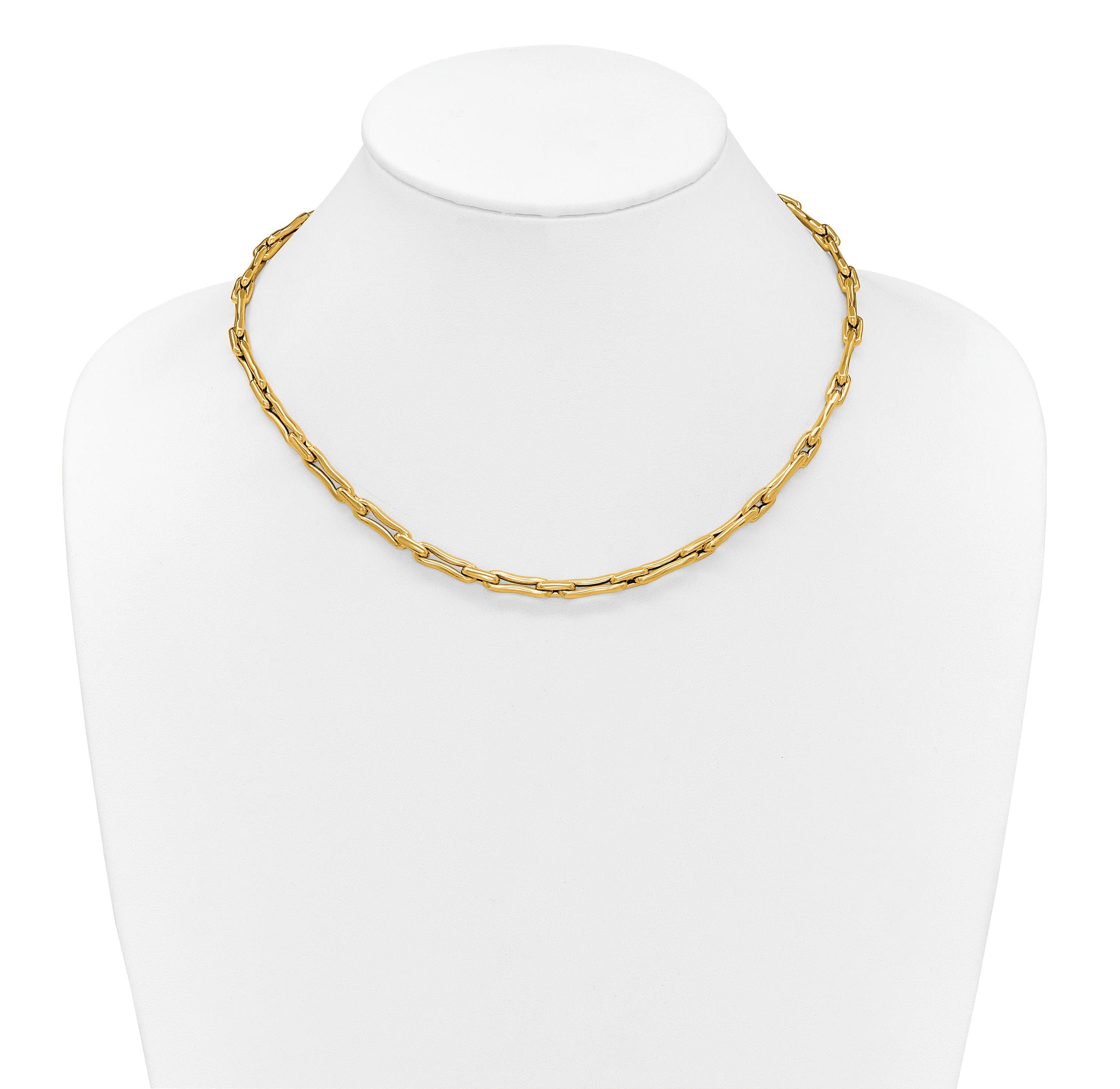 14K Yellow Gold Polished Hollow Fancy Link Necklace