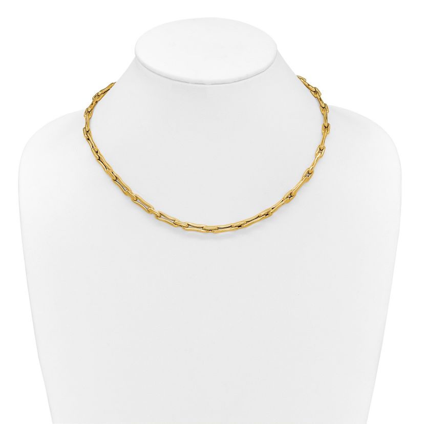 14K Yellow Gold Polished Hollow Fancy Link Necklace