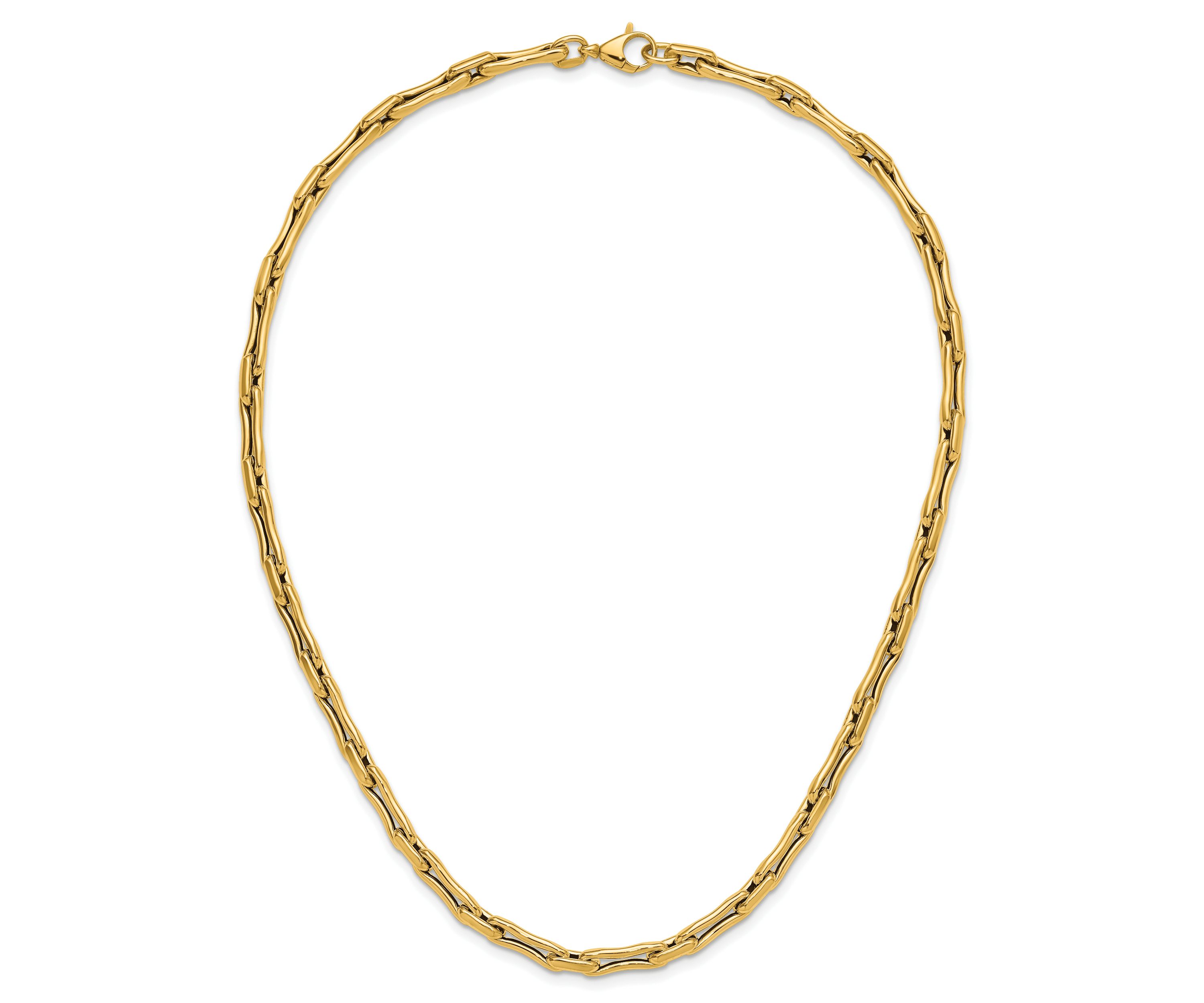14K Yellow Gold Polished Hollow Fancy Link Necklace