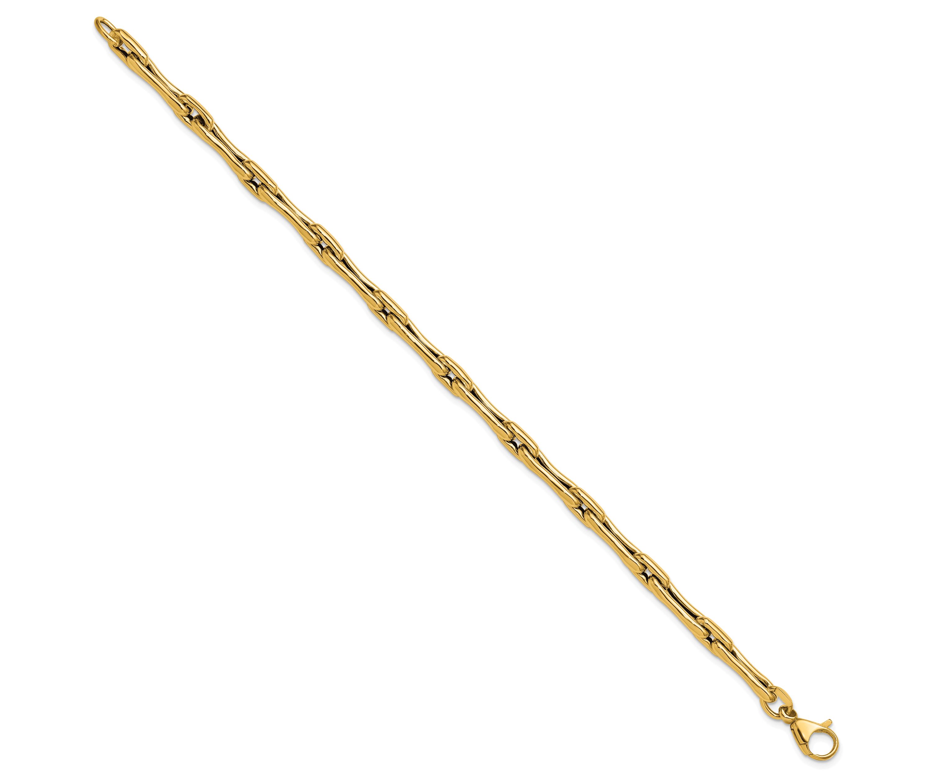 14K Yellow Gold Polished Hollow Fancy Link Bracelet