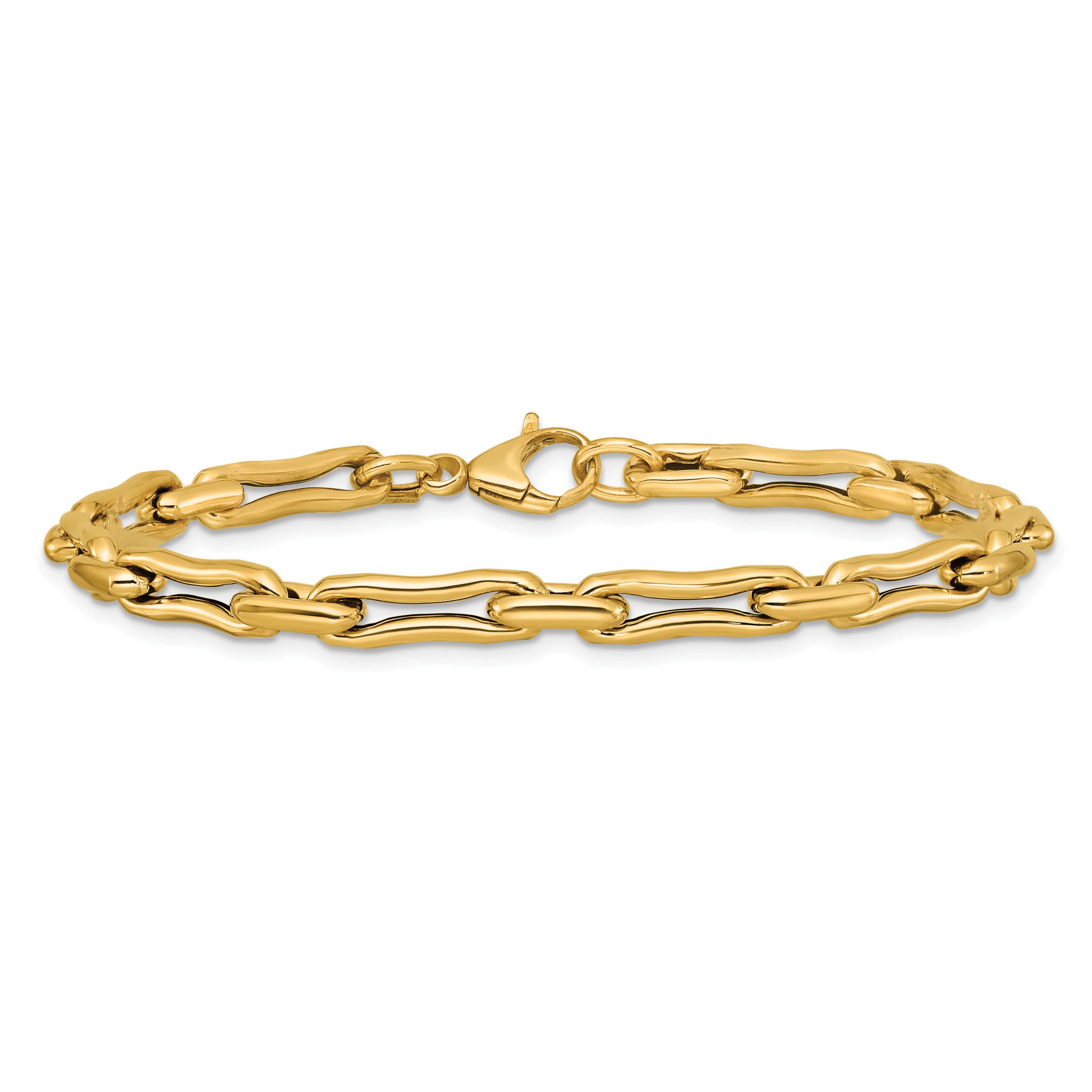 14K Yellow Gold Polished Hollow Fancy Link Bracelet