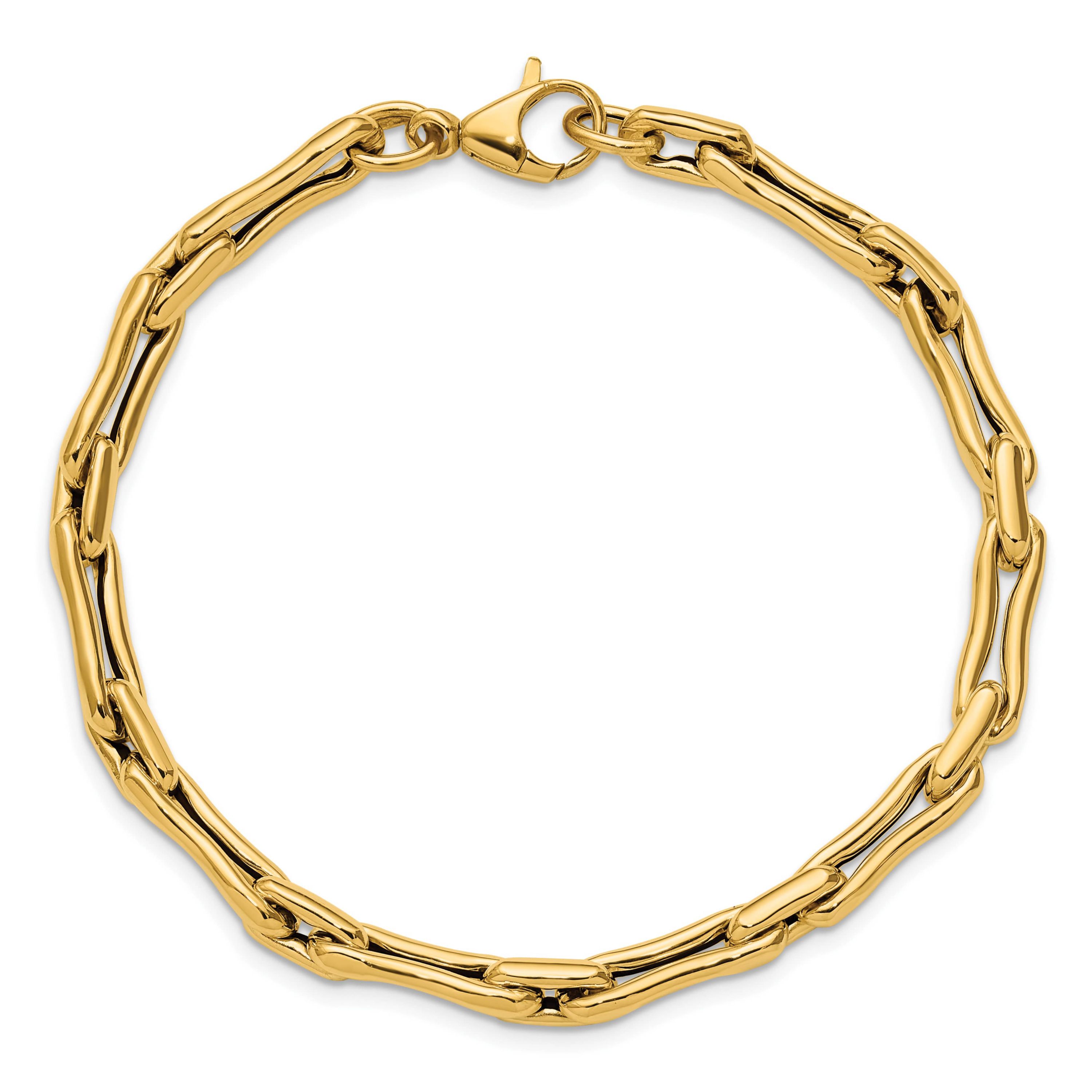14K Yellow Gold Polished Hollow Fancy Link Bracelet