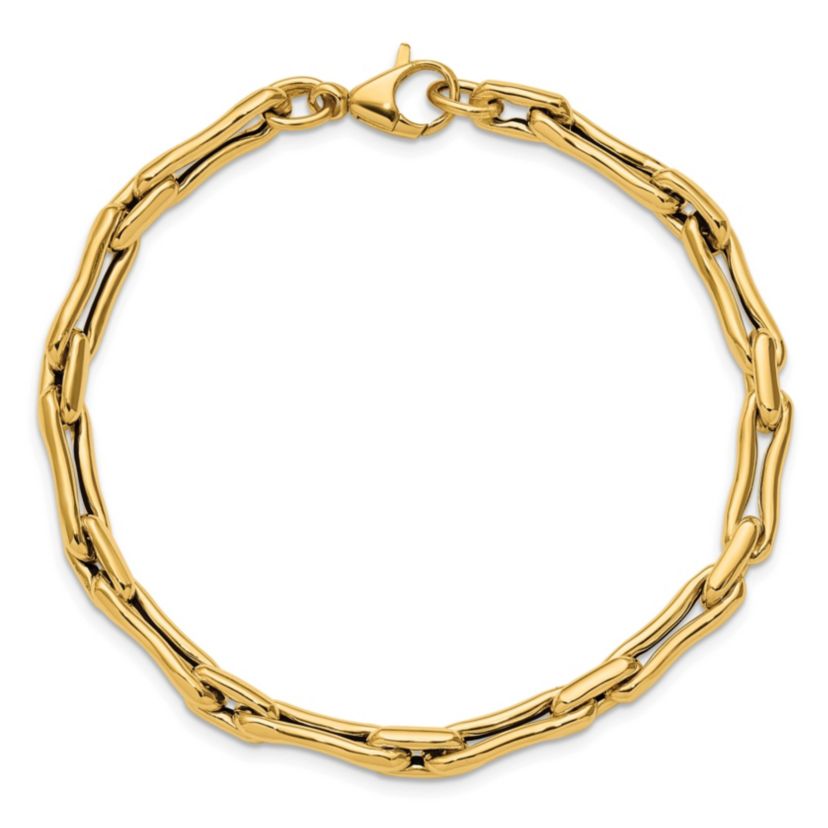 14K Yellow Gold Polished Hollow Fancy Link Bracelet