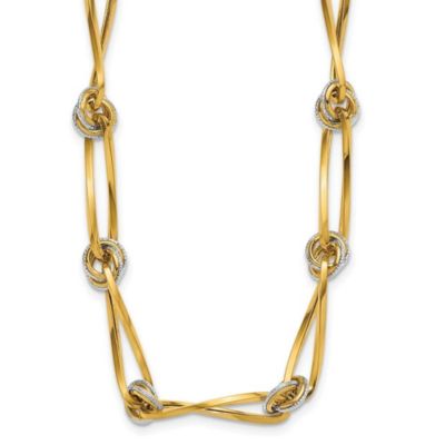 Belk & Co 14K Two-tone Polished and Diamond-cut Fancy Link Necklace, Yellow