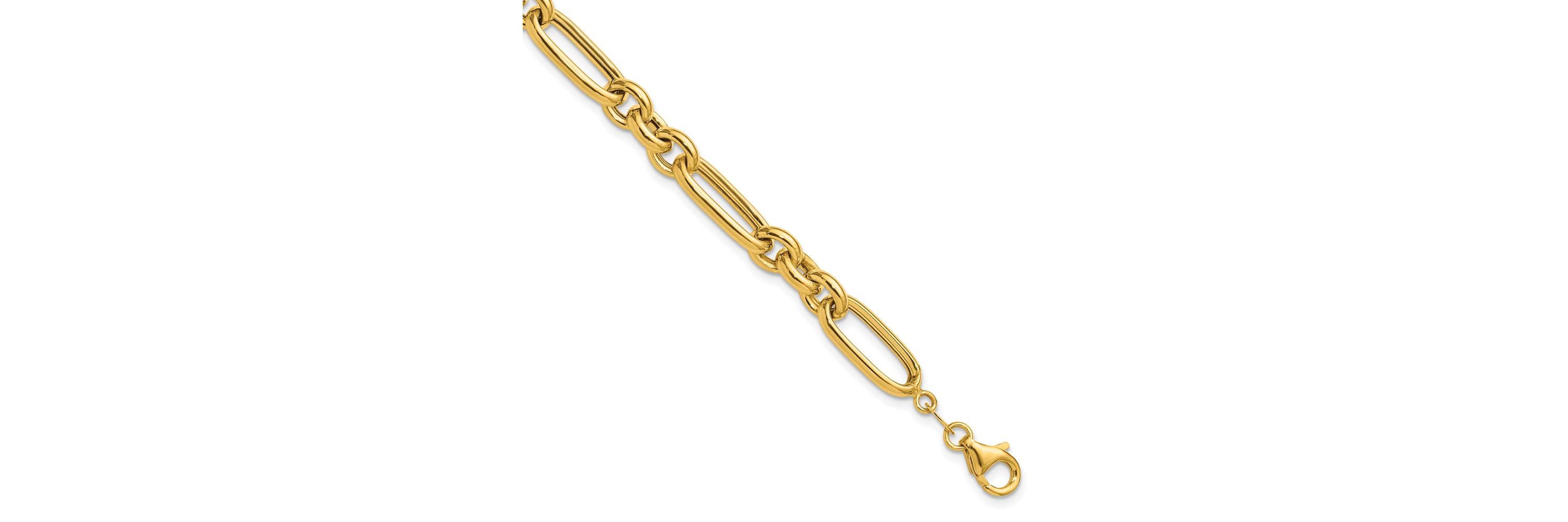 14K Yellow Gold Polished Fancy Link Bracelet