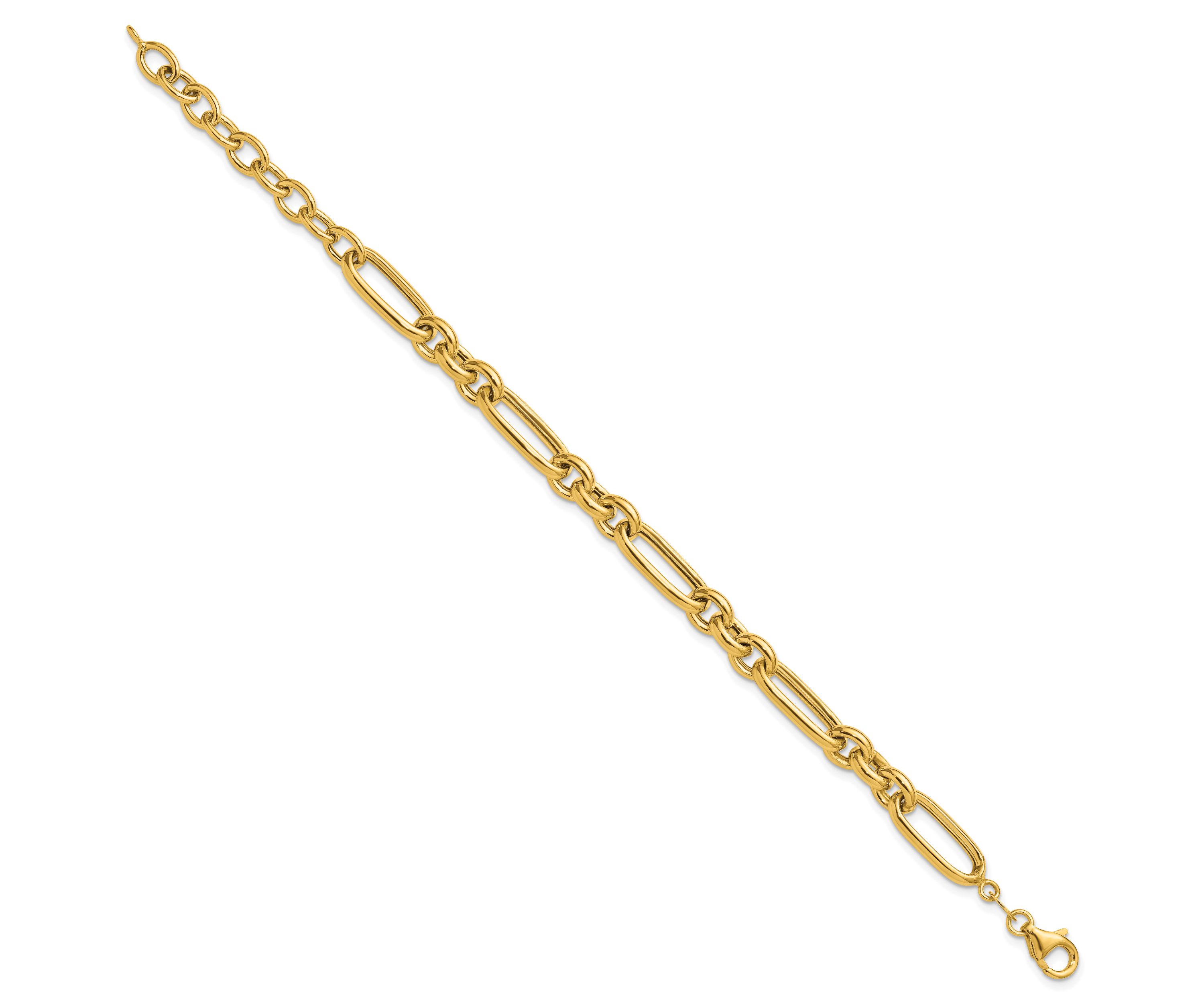 14K Yellow Gold Polished Fancy Link Bracelet