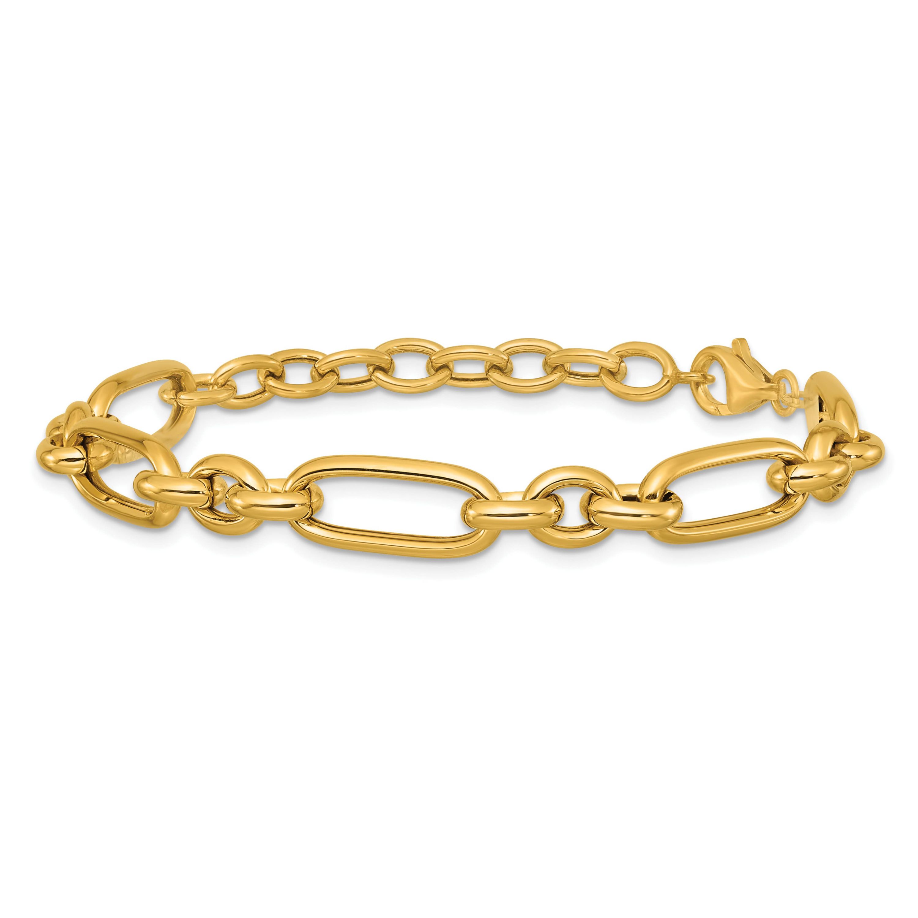 14K Yellow Gold Polished Fancy Link Bracelet