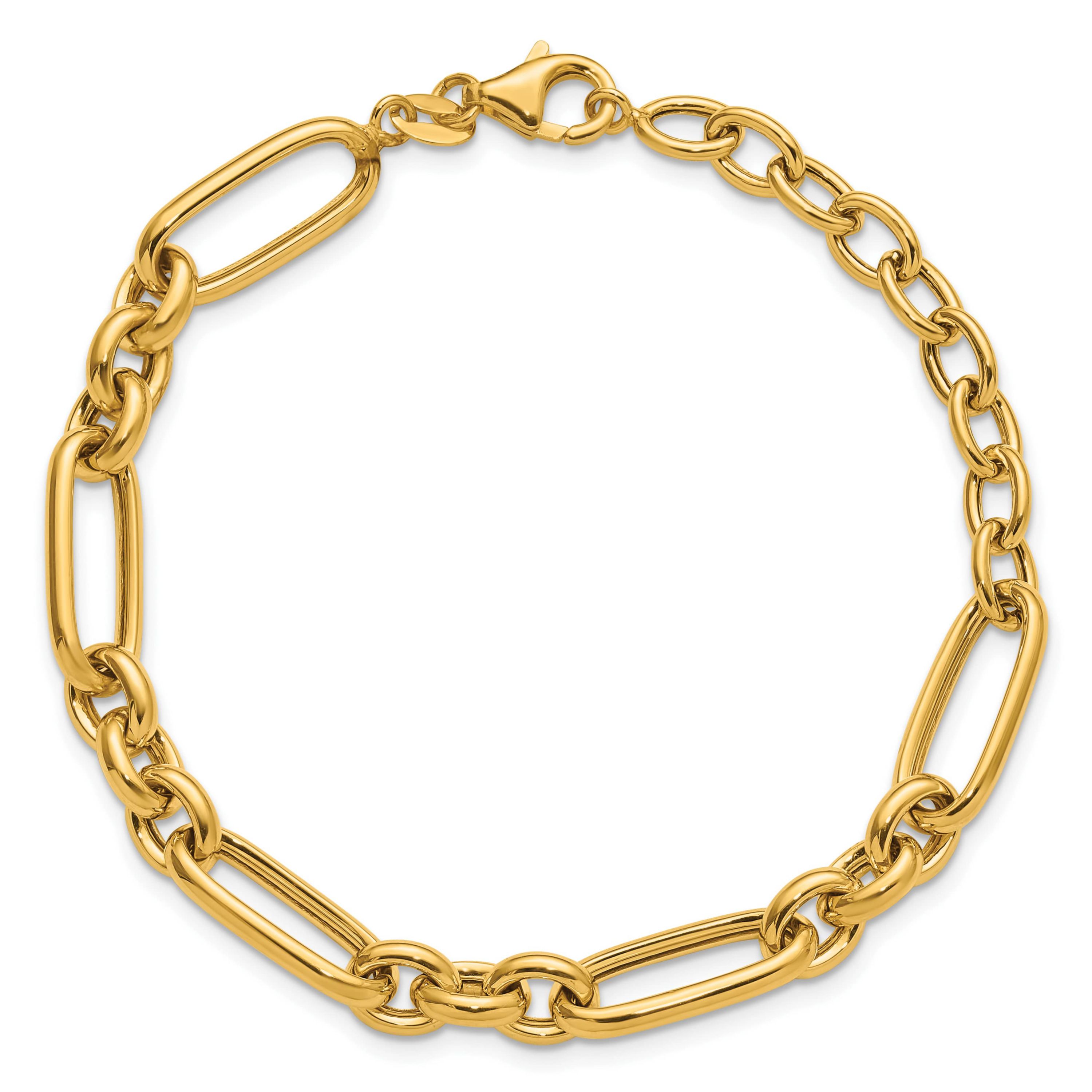 14K Yellow Gold Polished Fancy Link Bracelet