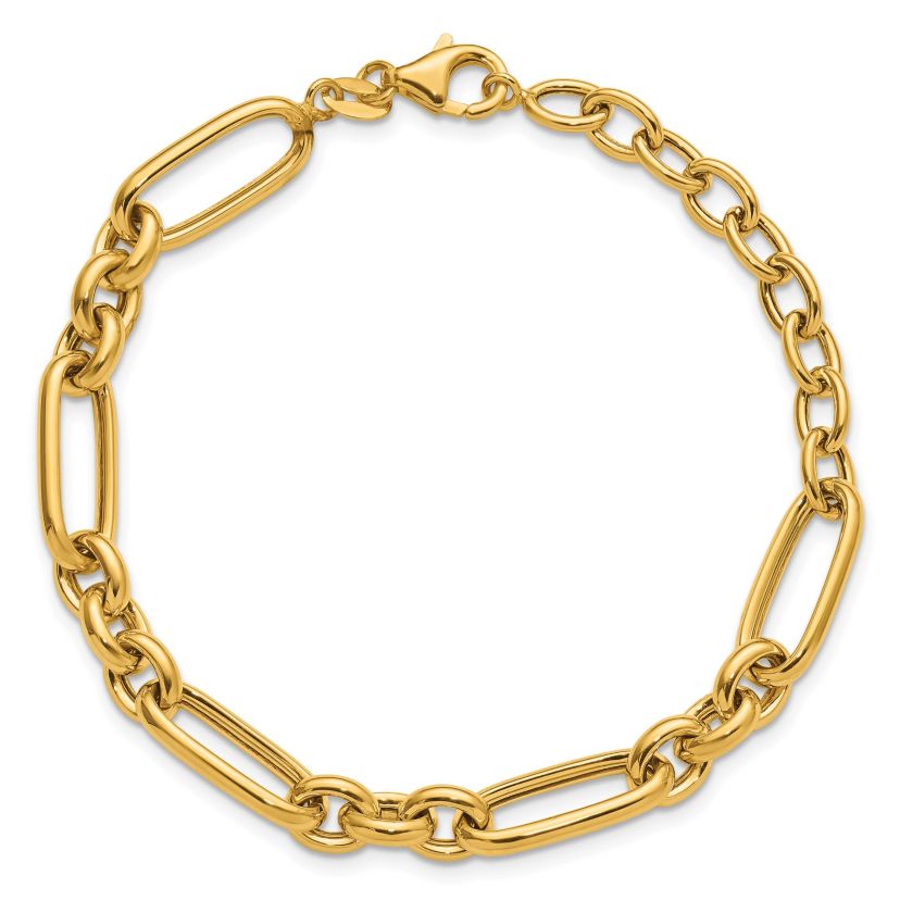 14K Yellow Gold Polished Fancy Link Bracelet