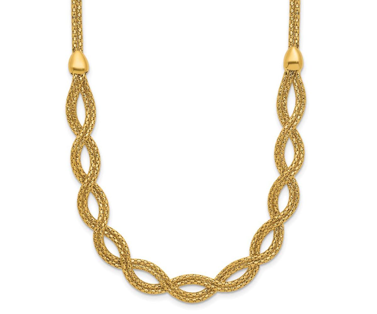 14K Yellow Gold Polished Fancy Woven Necklace