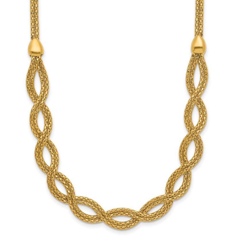 14K Yellow Gold Polished Fancy Woven Necklace