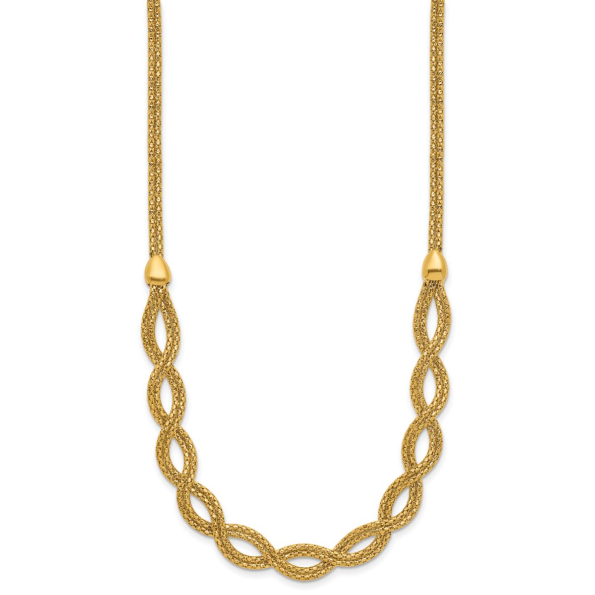 14K Yellow Gold Polished Fancy Woven Necklace