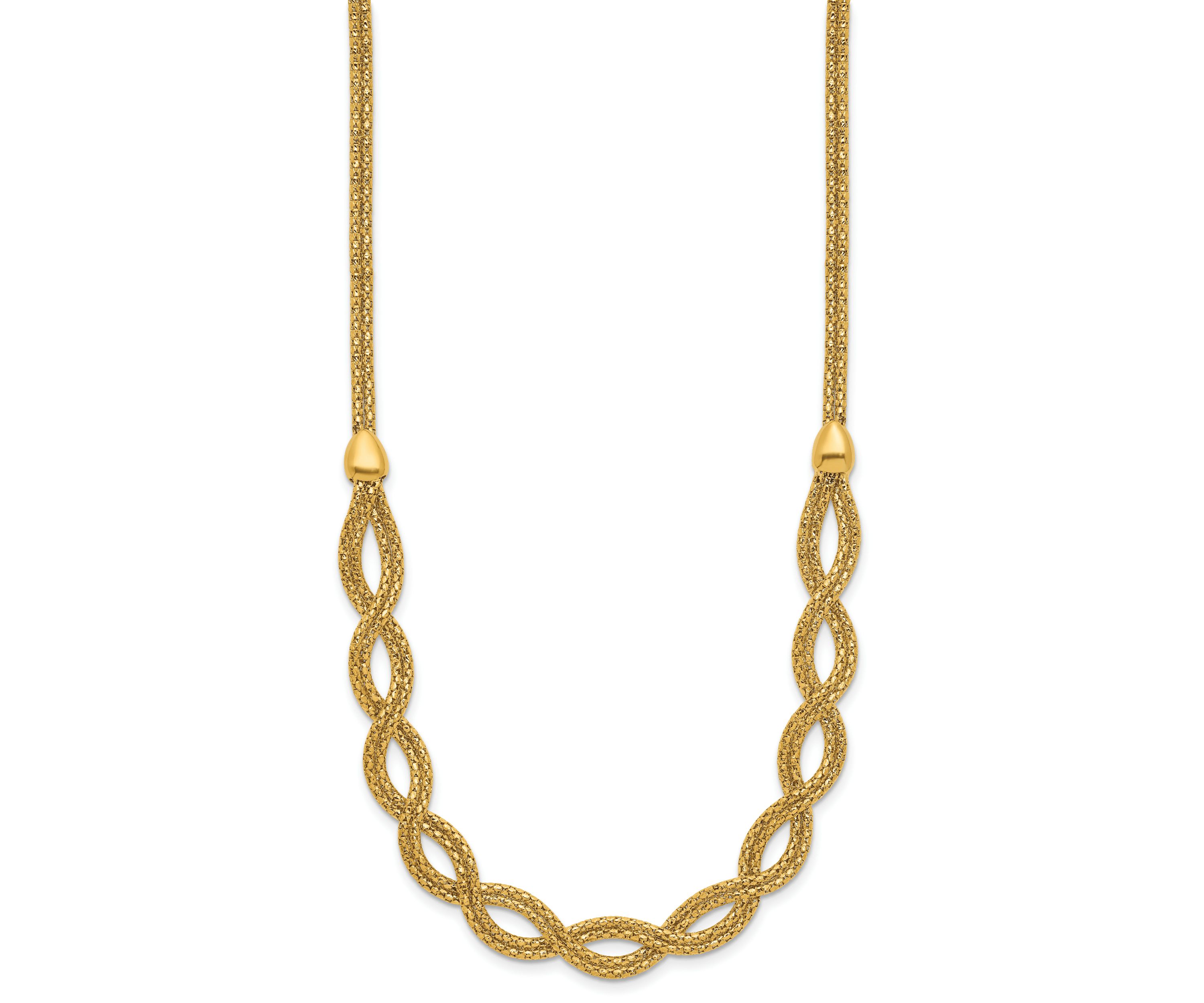 14K Yellow Gold Polished Fancy Woven Necklace