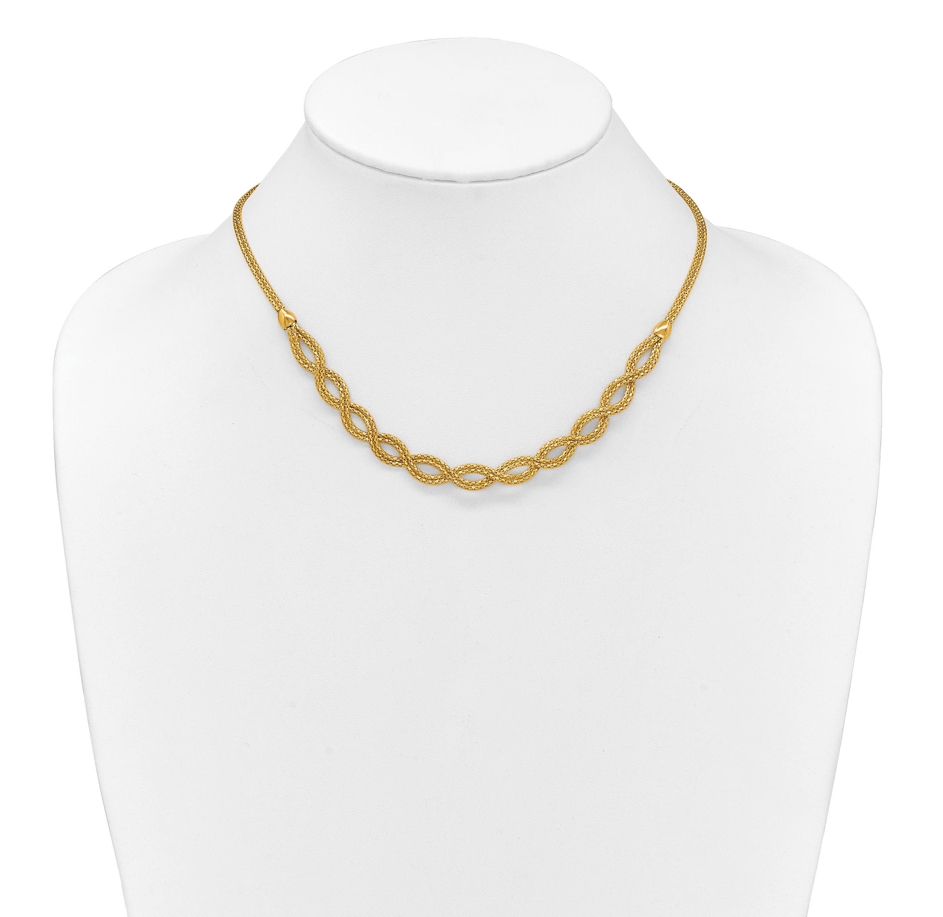 14K Yellow Gold Polished Fancy Woven Necklace