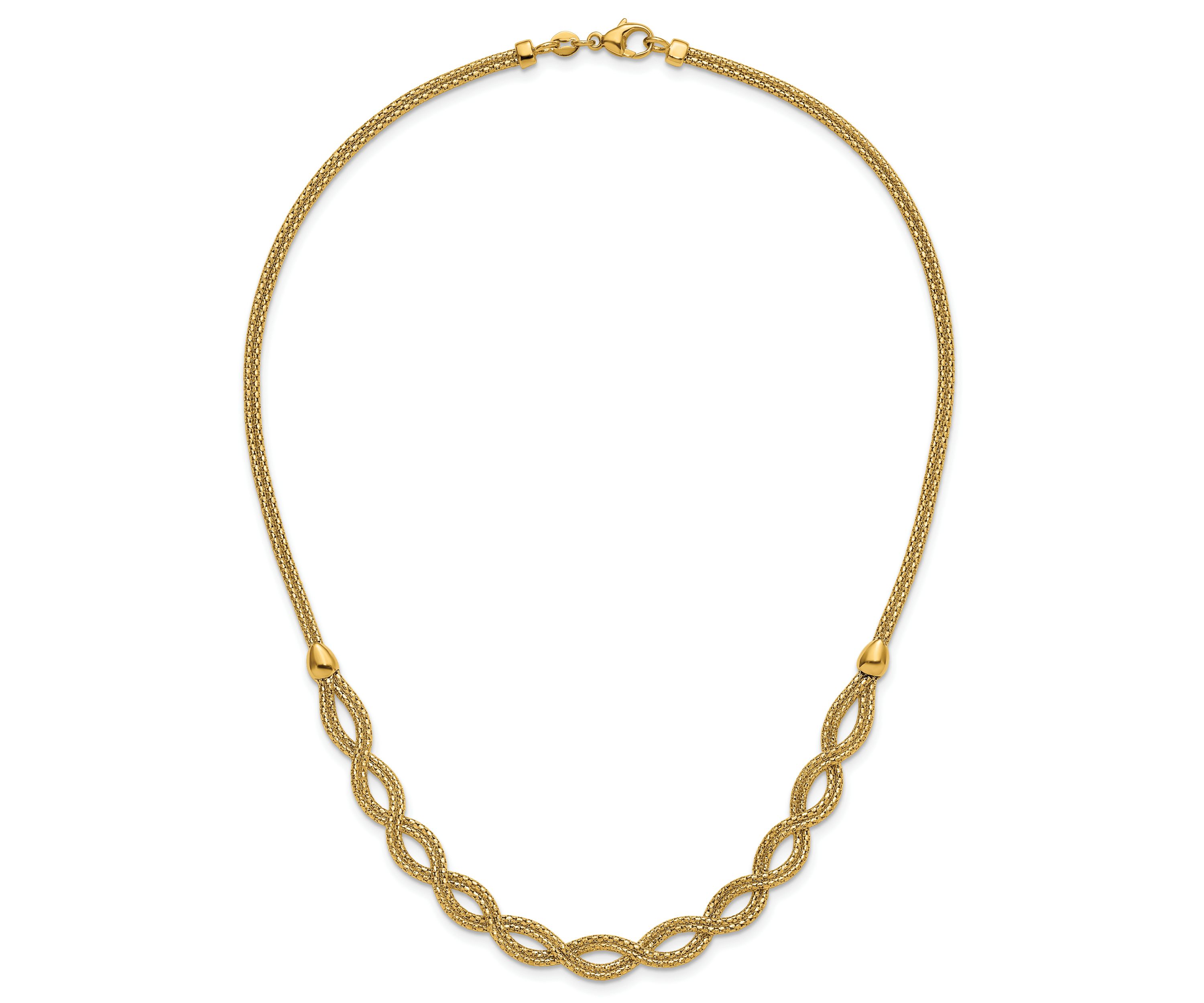 14K Yellow Gold Polished Fancy Woven Necklace