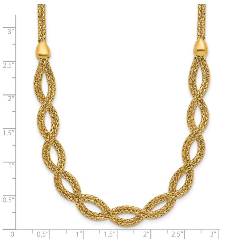 14K Yellow Gold Polished Fancy Woven Necklace