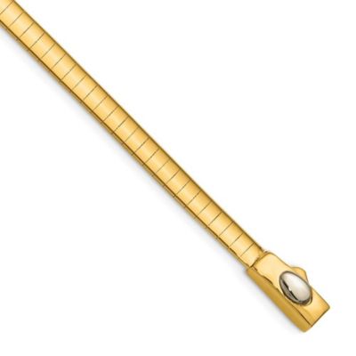 Belk & Co 14K Yellow Gold Polished and Satin 4mm 7.5-inch Reversible Omega Bracelet, 7.5 in