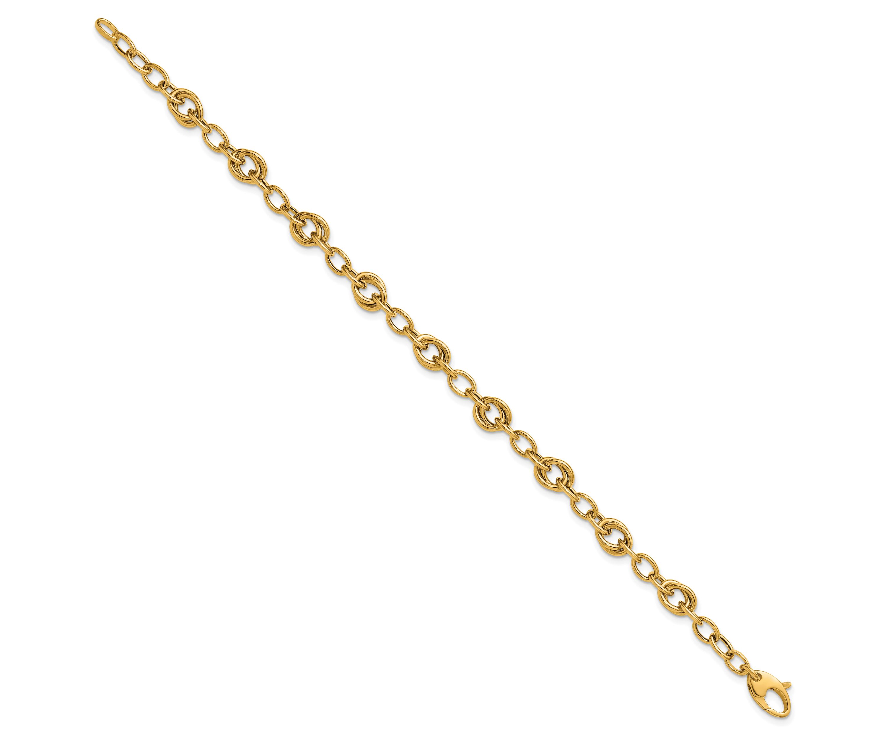 14K Yellow Gold Polished Fancy Link Bracelet