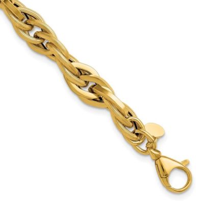 Belk & Co 14K Yellow Gold Polished and Textured Fancy Twisted Link Bracelet, 7.5 in