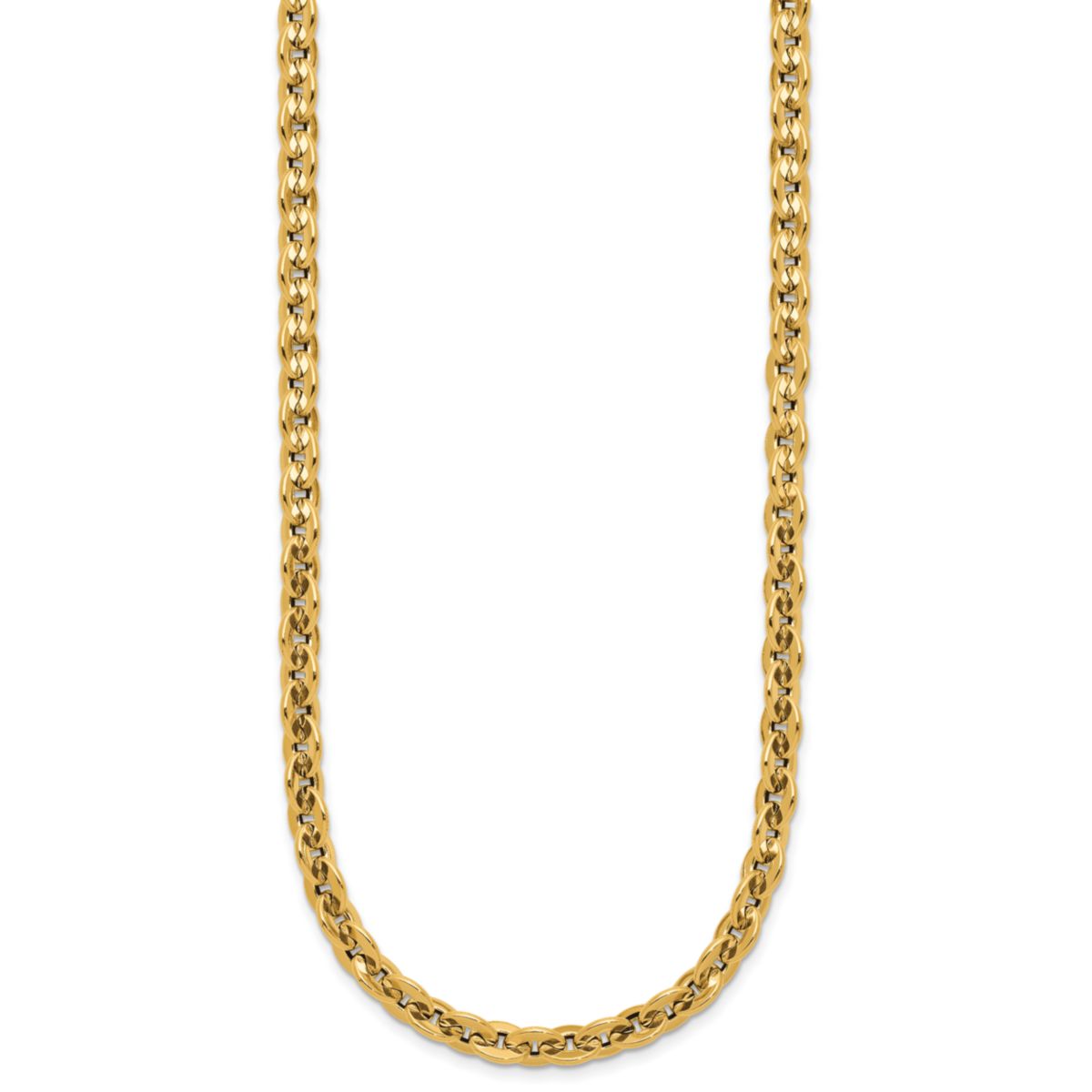 14K Yellow Gold Polished Fancy Round Link Necklace