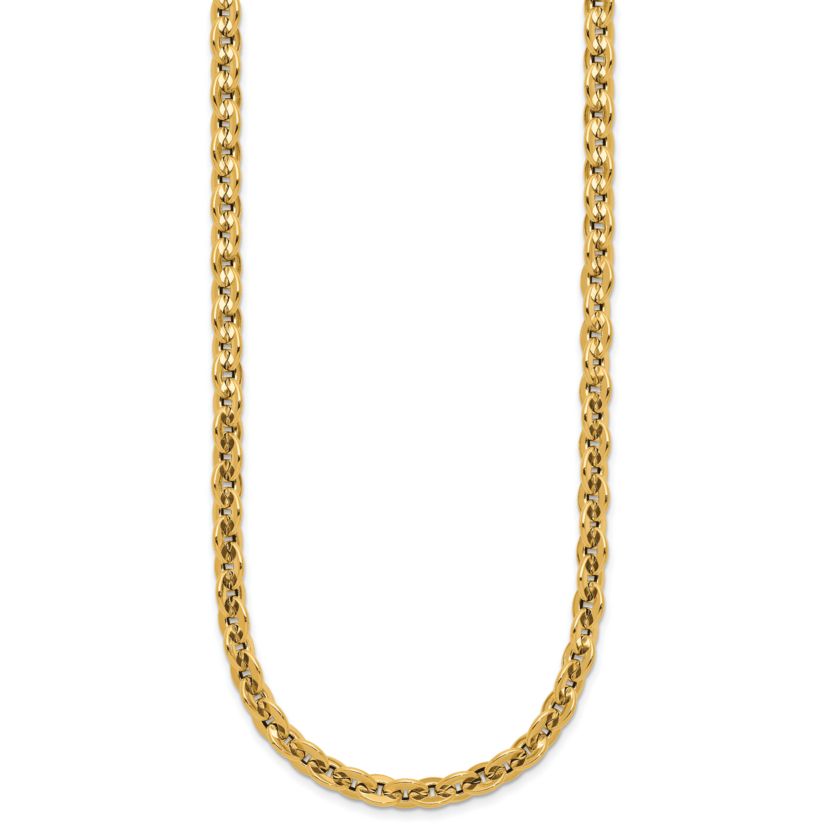 14K Yellow Gold Polished Fancy Round Link Necklace