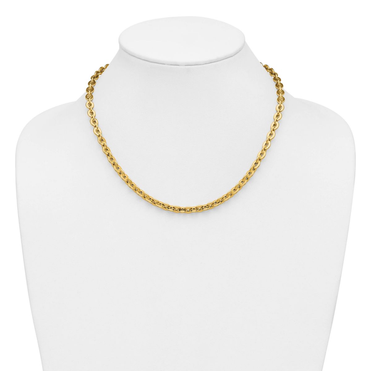 14K Yellow Gold Polished Fancy Round Link Necklace