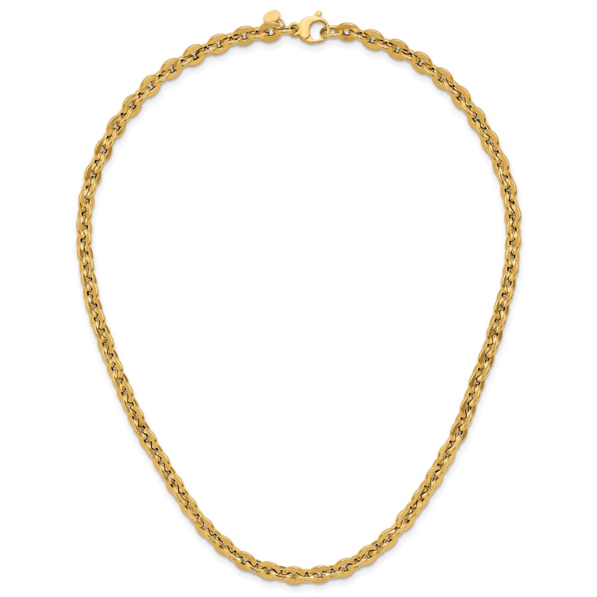 14K Yellow Gold Polished Fancy Round Link Necklace