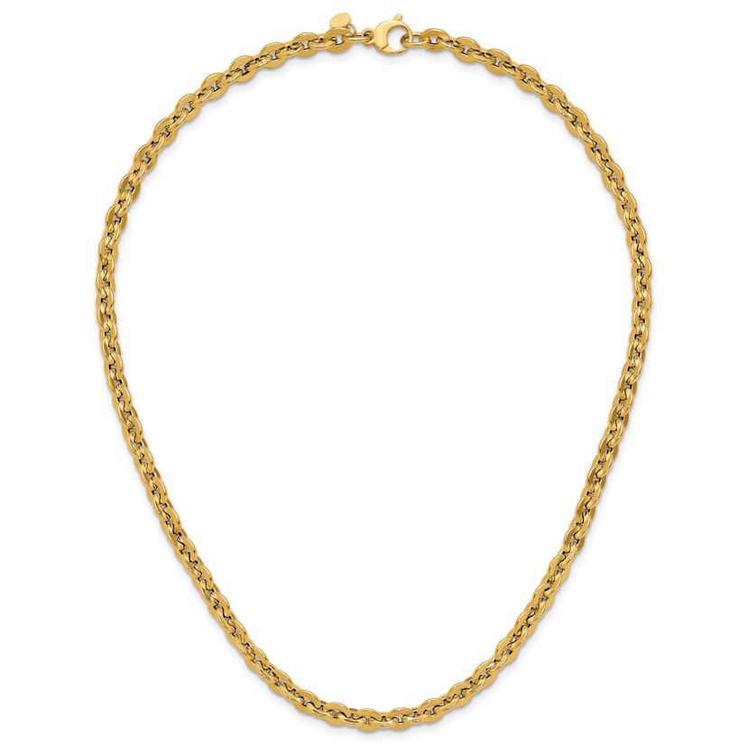 14K Yellow Gold Polished Fancy Round Link Necklace