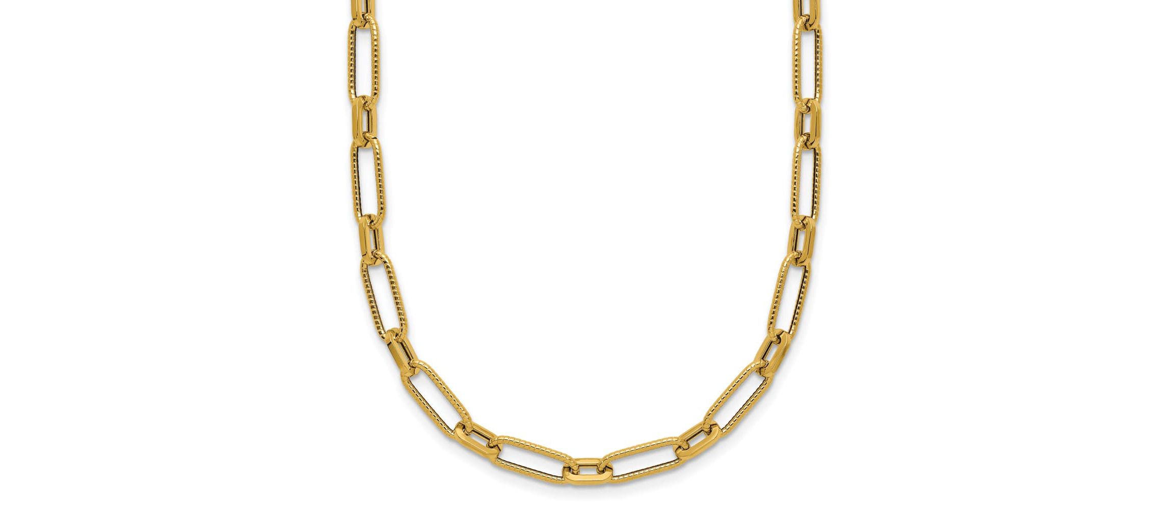 14K Yellow Gold Polished Textured Fancy Link Necklace