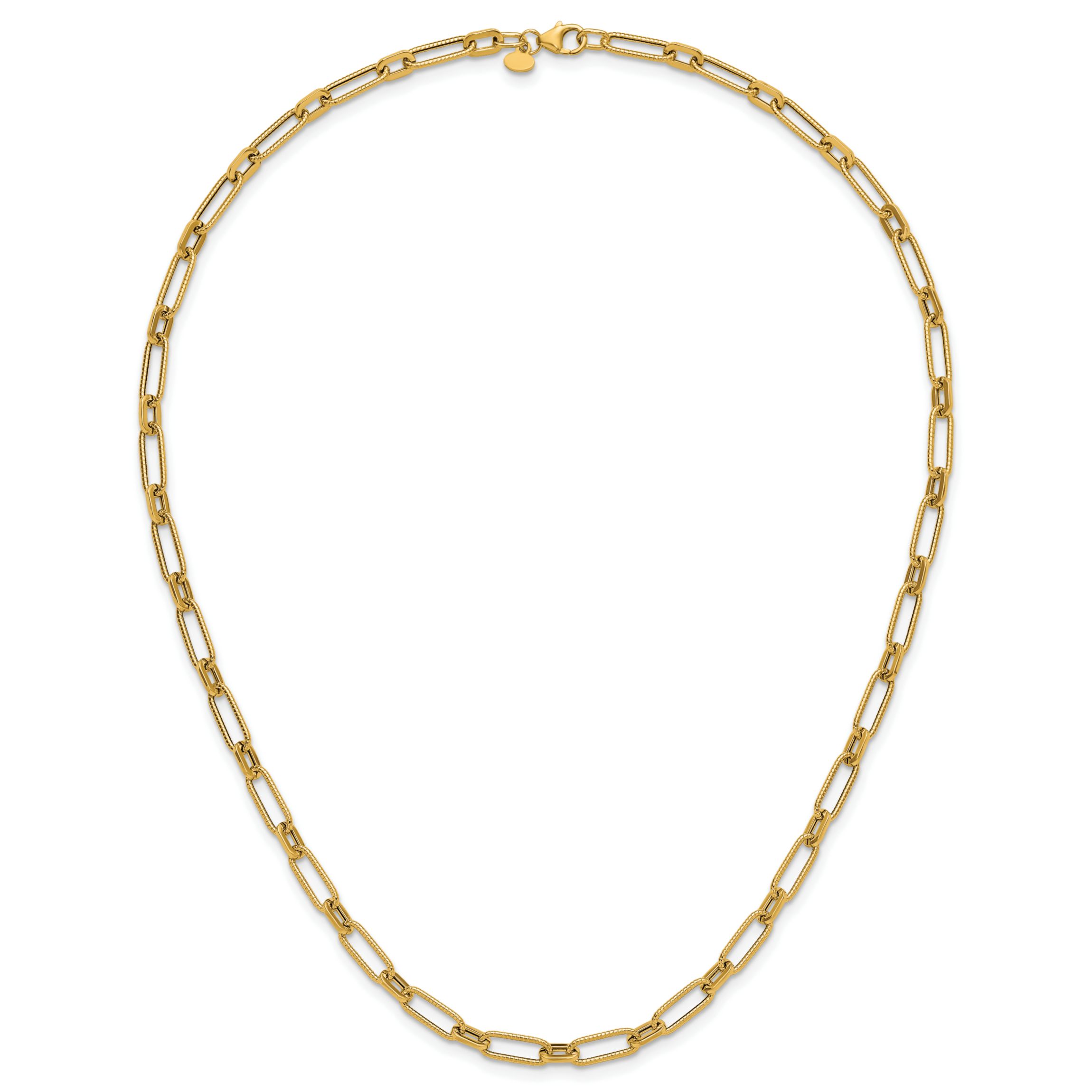 14K Yellow Gold Polished Textured Fancy Link Necklace