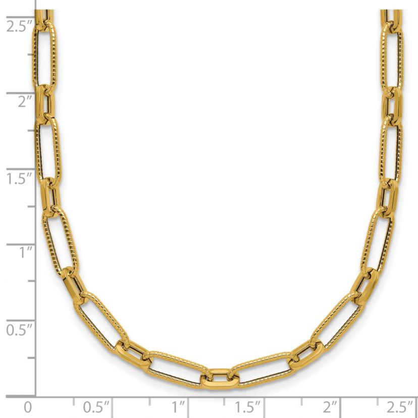 14K Yellow Gold Polished Textured Fancy Link Necklace