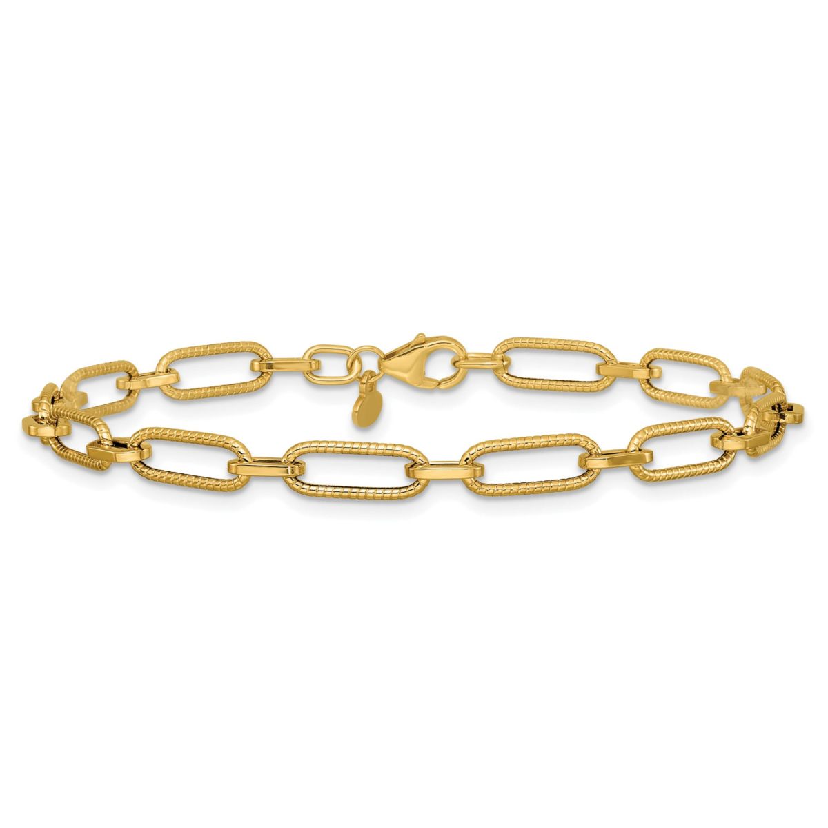 14K Yellow Gold Polished Textured Fancy Link Bracelet