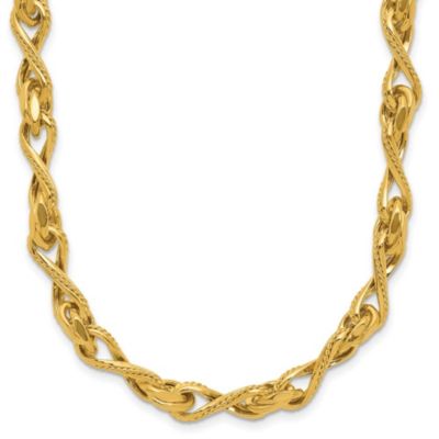 Belk & Co 14K Yellow Gold Polished and Textured Twisted Link Necklace