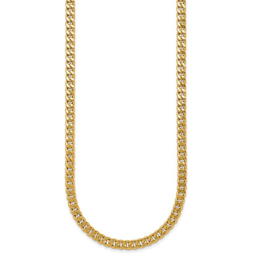 14K Yellow Gold Polished Curb Link Necklace