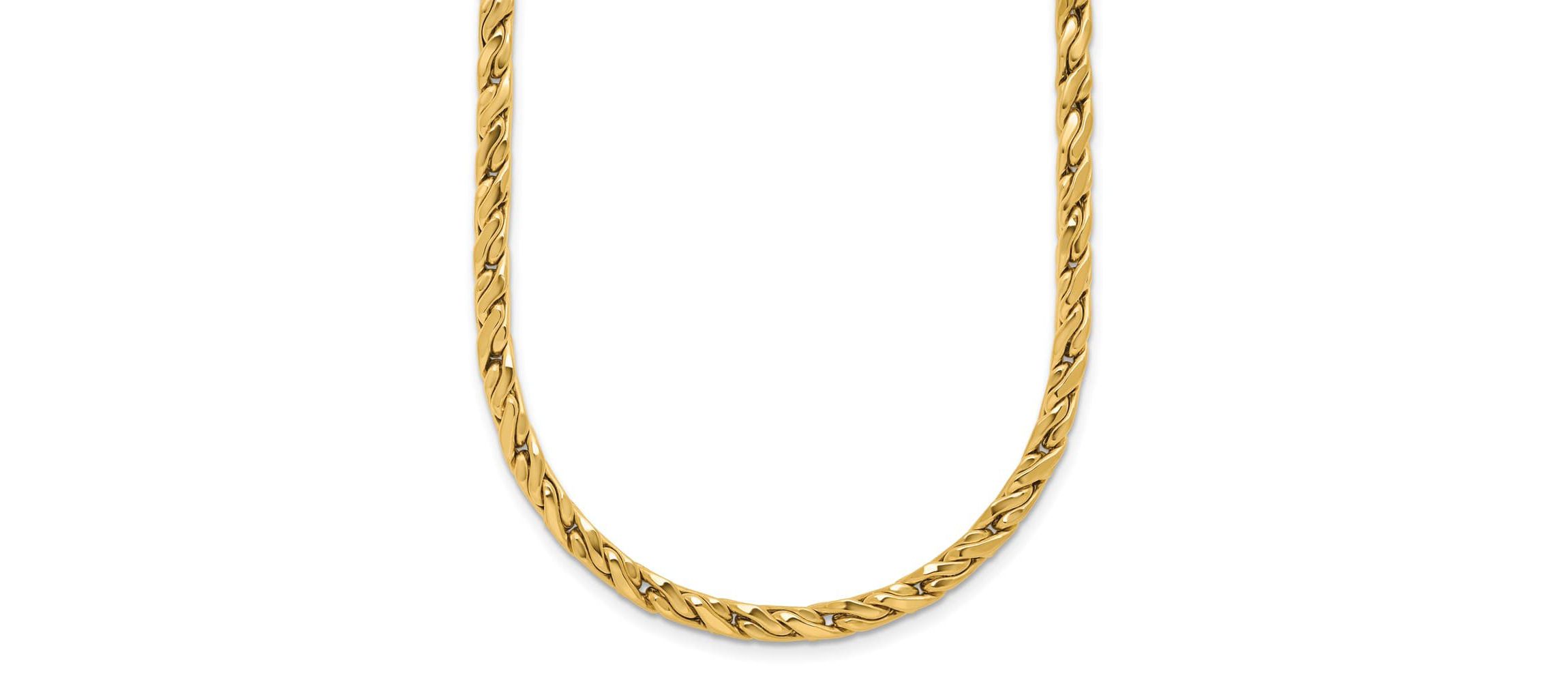 14K Yellow Gold Polished Square Twisted Link Necklace
