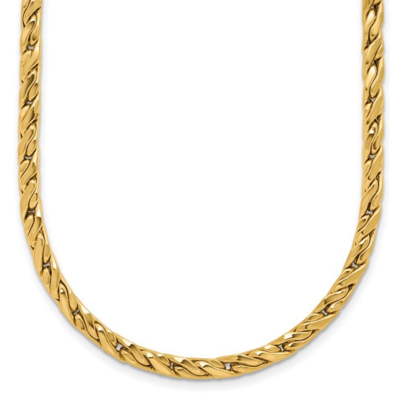 14K Yellow Gold Polished Square Twisted Link Necklace