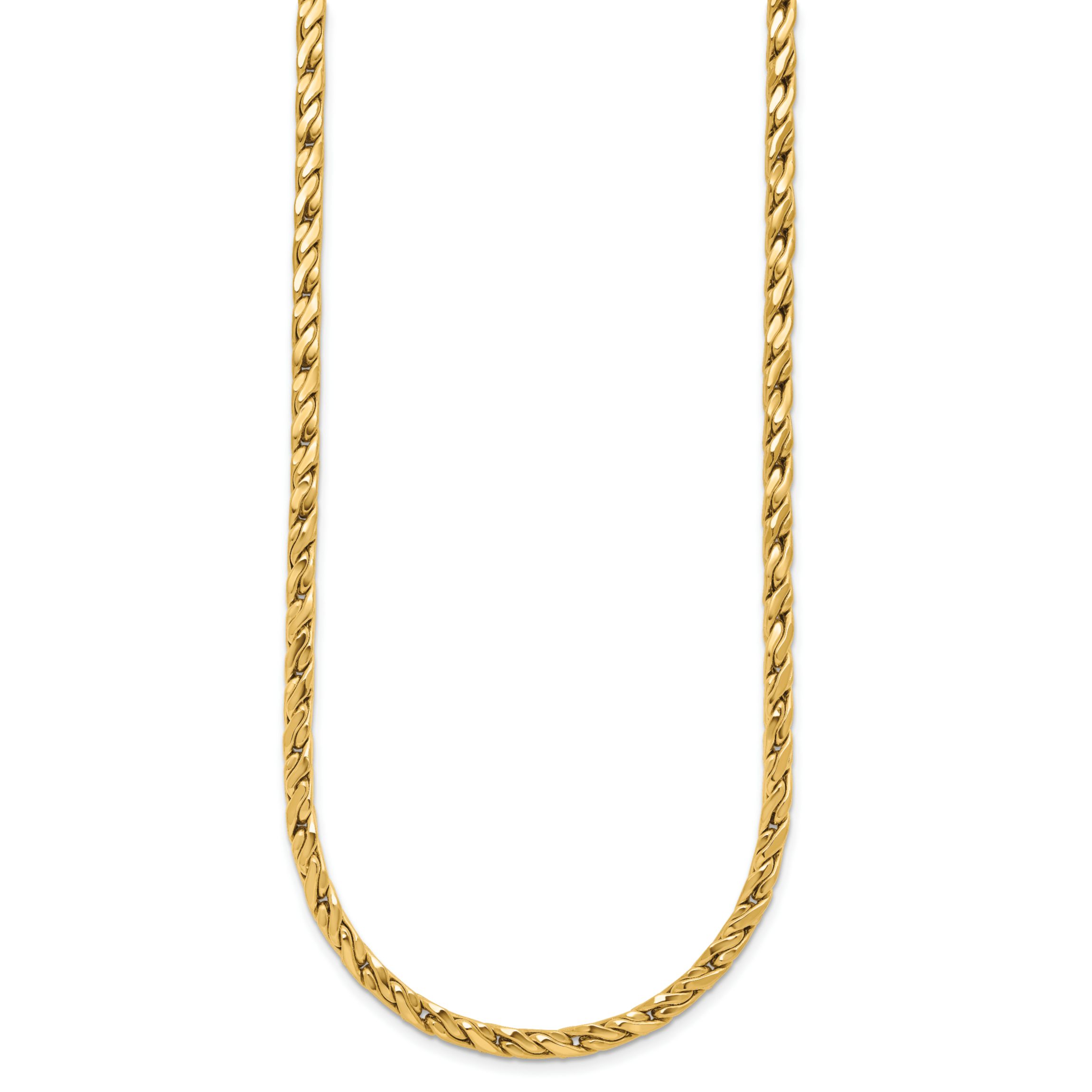 14K Yellow Gold Polished Square Twisted Link Necklace
