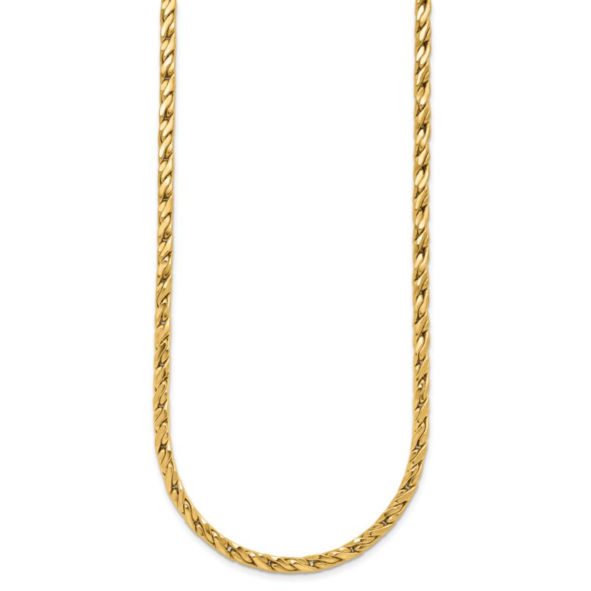 14K Yellow Gold Polished Square Twisted Link Necklace