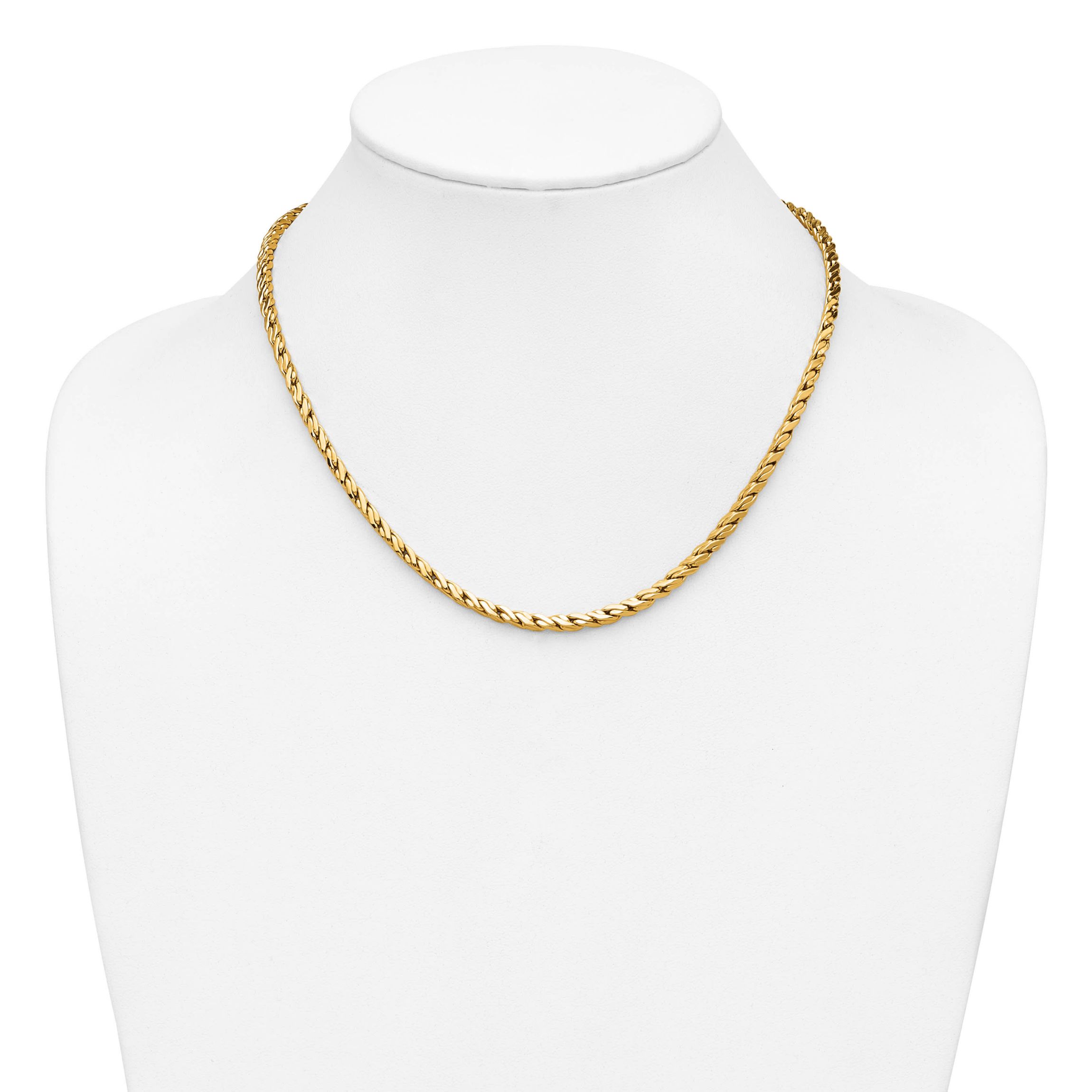 14K Yellow Gold Polished Square Twisted Link Necklace