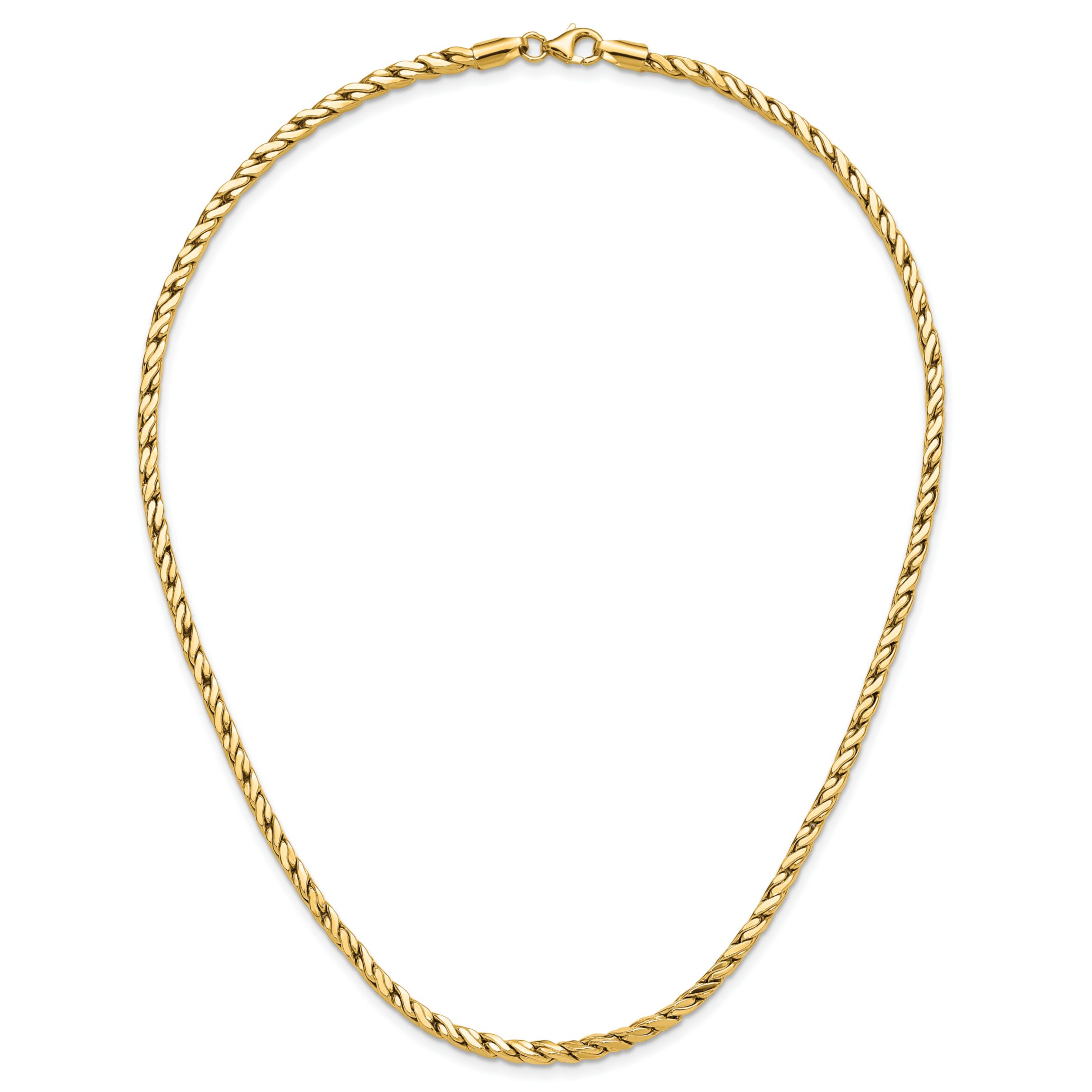 14K Yellow Gold Polished Square Twisted Link Necklace