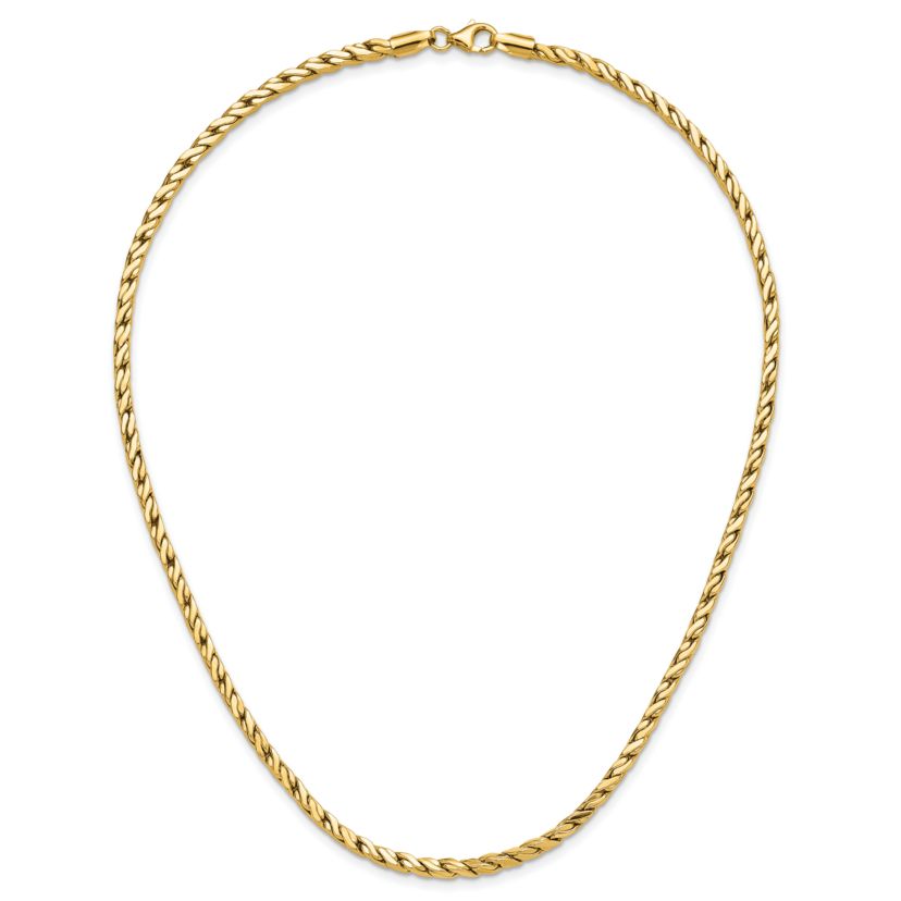14K Yellow Gold Polished Square Twisted Link Necklace