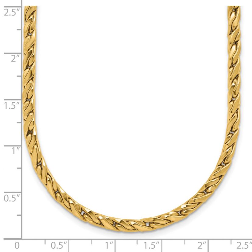 14K Yellow Gold Polished Square Twisted Link Necklace