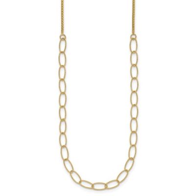 Belk & Co 14K Yellow Gold Polished and Diamond-cut Fancy Oval Link Necklace, 18 in