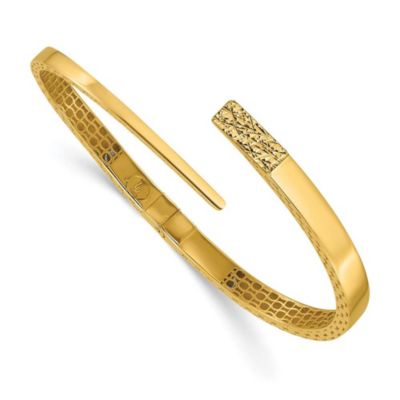 Belk & Co 14K Yellow Gold Polished and Diamond-cut Bypass Hinged Bangle, 7 in