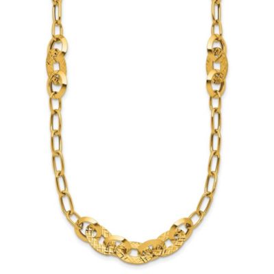 Belk & Co 14K Yellow Gold Polished and Diamond-cut Fancy Oval Link Necklace, 18 in