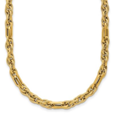Belk & Co 14K Yellow Gold Polished and Textured Fancy Link Necklace