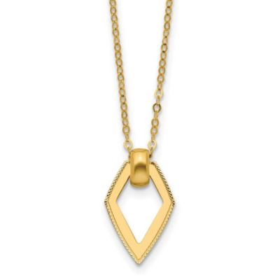 Belk & Co 14K Yellow Gold Polished Diamond Shape Pendant with 2-inch Extension Necklace, 16 in