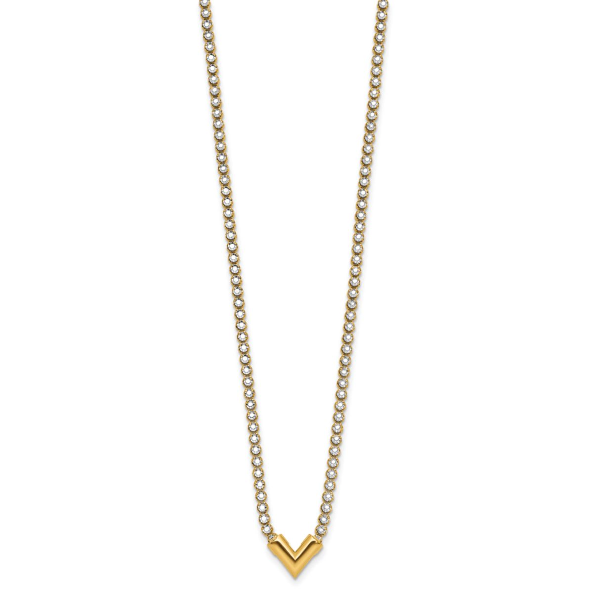 14K Yellow Gold with White Rhodium-plating Polished Fancy 18-inch Necklace