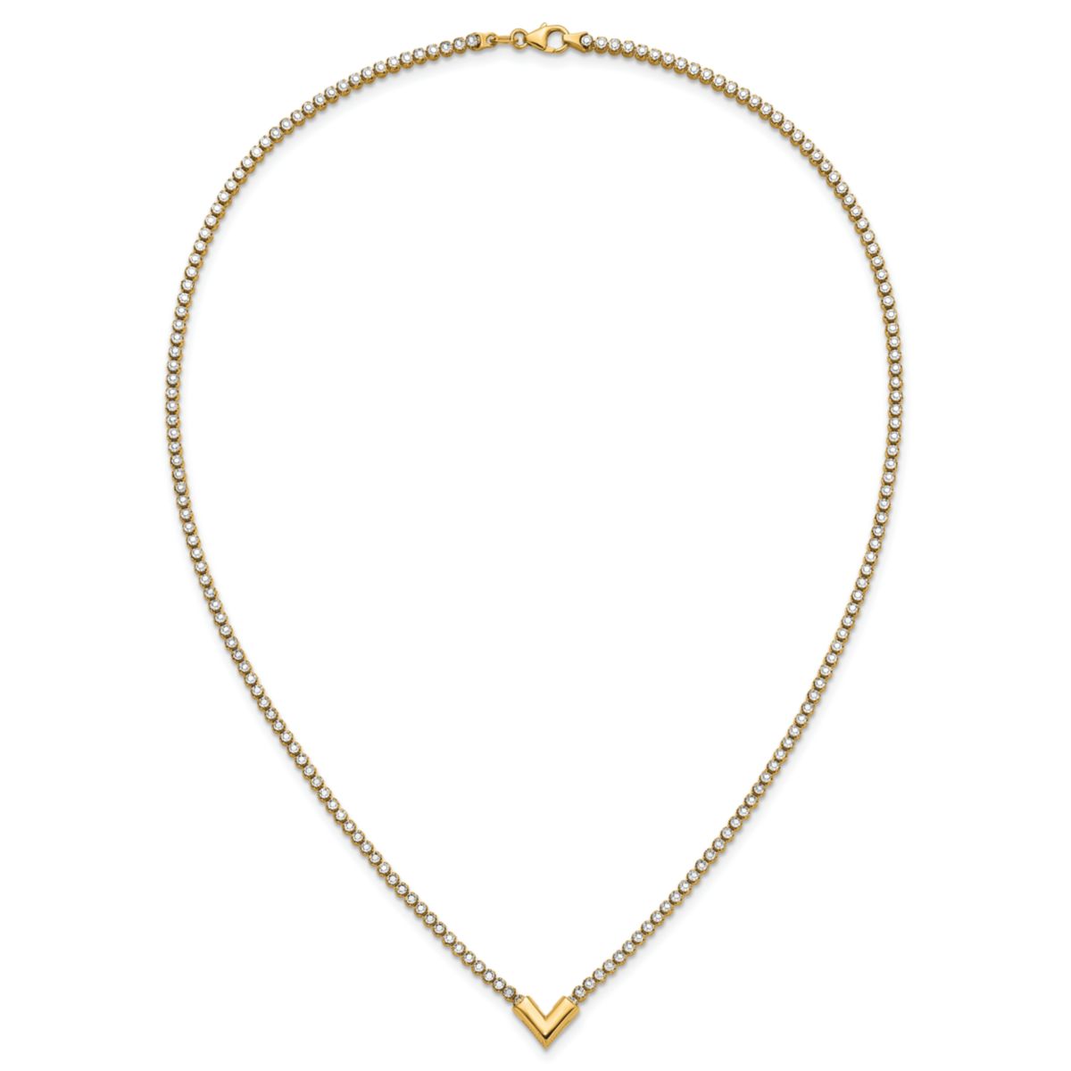 14K Yellow Gold with White Rhodium-plating Polished Fancy 18-inch Necklace