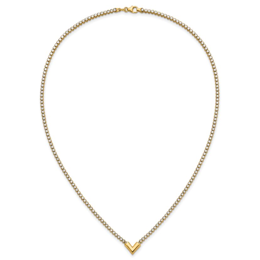 14K Yellow Gold with White Rhodium-plating Polished Fancy 18-inch Necklace
